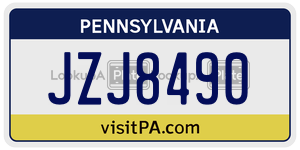 JZJ8490  license plate in PA