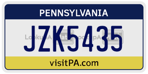 JZK5435  license plate in PA