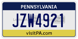 JZW4921  license plate in PA