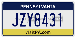 JZY8431  license plate in PA