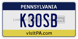 K3OSB  license plate in PA