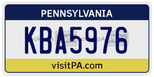 KBA5976 license plate in Pennsylvania