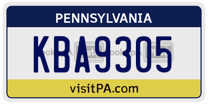 KBA9305 license plate in Pennsylvania