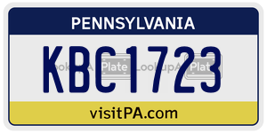 KBC1723 license plate in Pennsylvania