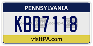 KBD7118  license plate in PA