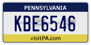 KBE6546 license plate in Pennsylvania