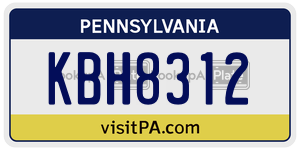 KBH8312  license plate in PA