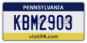 KBM2903  license plate in PA