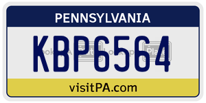 KBP6564  license plate in PA