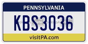 KBS3036 license plate in Pennsylvania