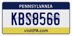 KBS8566  license plate in PA