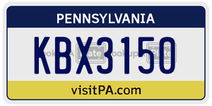 KBX3150  license plate in PA