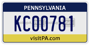 KC00781 license plate in Pennsylvania
