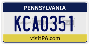 KCA0351  license plate in PA