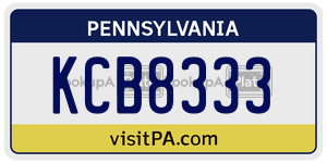 KCB8333  license plate in PA