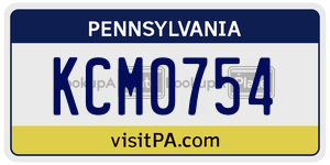 KCM0754 license plate in Pennsylvania