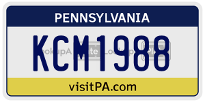 KCM1988  license plate in PA