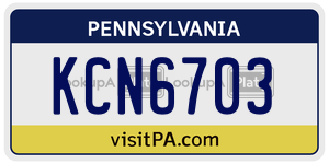 KCN6703  license plate in PA