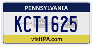 KCT1625 license plate in Pennsylvania