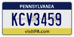 KCV3459 license plate in Pennsylvania
