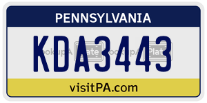 KDA3443  license plate in PA