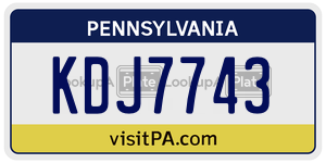 KDJ7743 license plate in Pennsylvania