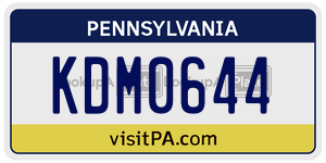 KDM0644 license plate in Pennsylvania