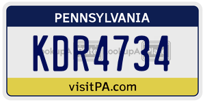 KDR4734 license plate in Pennsylvania
