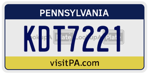 KDT7221 license plate in Pennsylvania