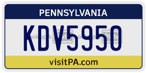 KDV5950  license plate in PA
