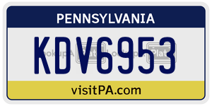 KDV6953 license plate in Pennsylvania