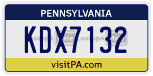KDX7132 license plate in Pennsylvania