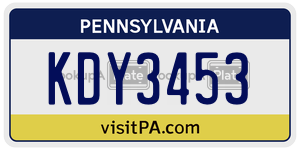 KDY3453  license plate in PA