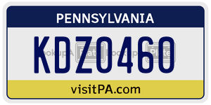KDZ0460 license plate in Pennsylvania