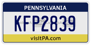 KFP2839  license plate in PA