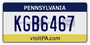 KGB6467 license plate in Pennsylvania