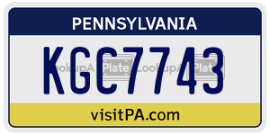 KGC7743 license plate in Pennsylvania