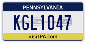 KGL1047  license plate in PA