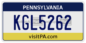 KGL5262 license plate in Pennsylvania