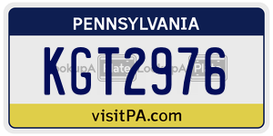 KGT2976 license plate in Pennsylvania