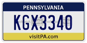 KGX3340  license plate in PA