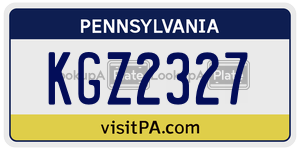 KGZ2327 license plate in Pennsylvania