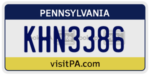 KHN3386 license plate in Pennsylvania
