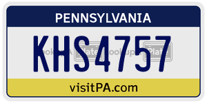 KHS4757 license plate in Pennsylvania