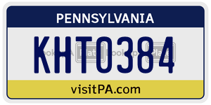 KHT0384 license plate in Pennsylvania