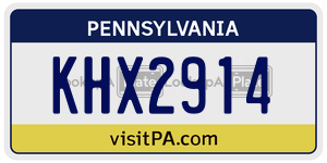 KHX2914 license plate in Pennsylvania