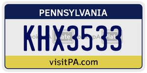 KHX3533  license plate in PA