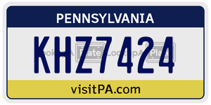KHZ7424 license plate in Pennsylvania