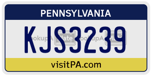 KJS3239 license plate in Pennsylvania