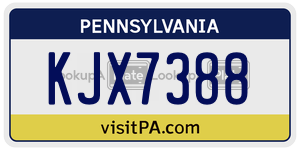 KJX7388  license plate in PA